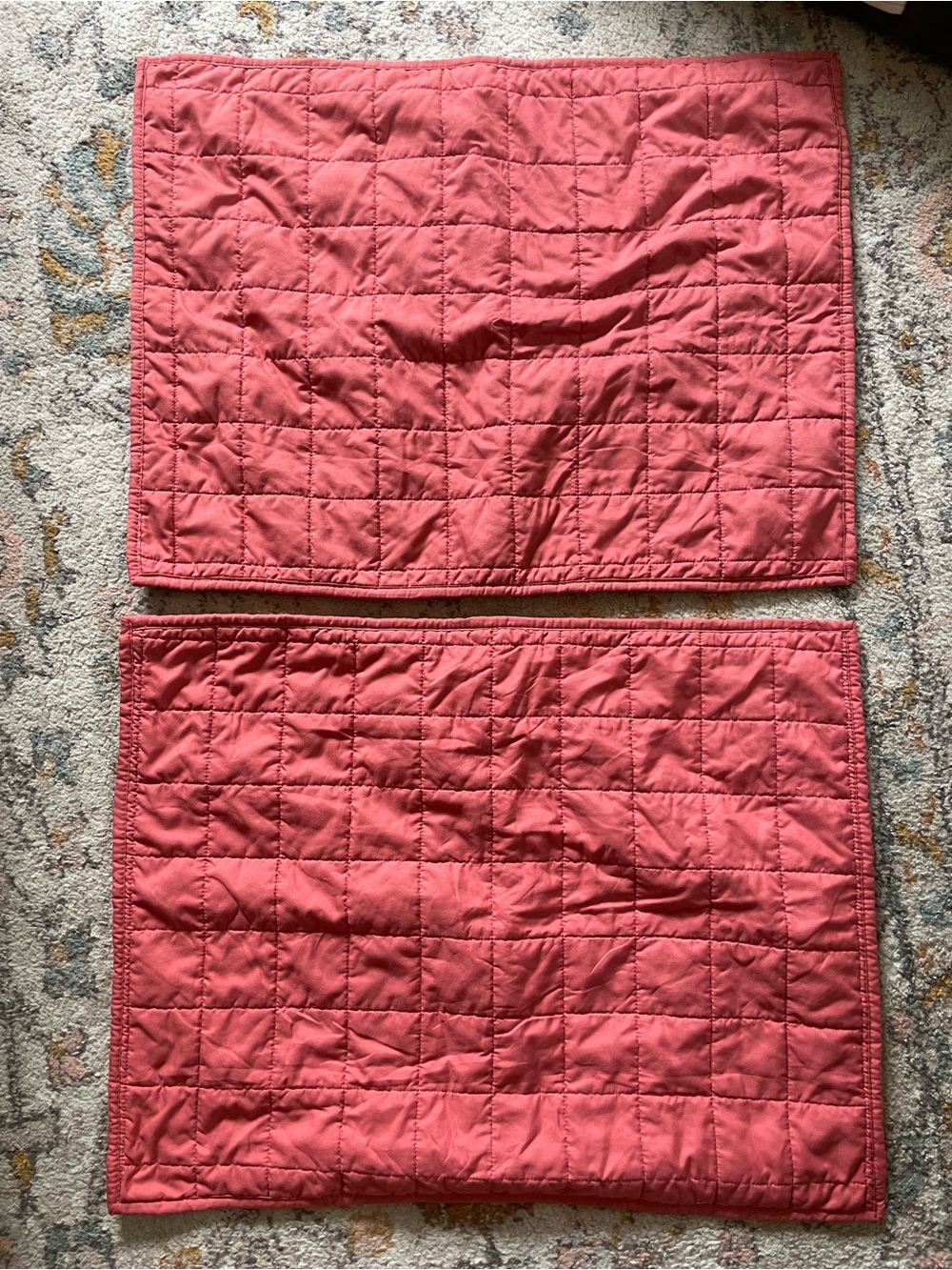 Pair of pillowfort  Box-Stitch Shams in faded rose color